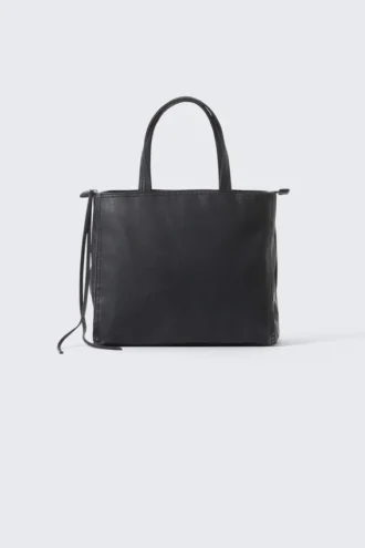 Bolso tote mediano de imitación de cuero – Oscuro