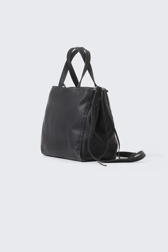 Bolso tote mediano de imitación de cuero – Oscuro Bolso tote mediano de imitación de cuero – Oscuro