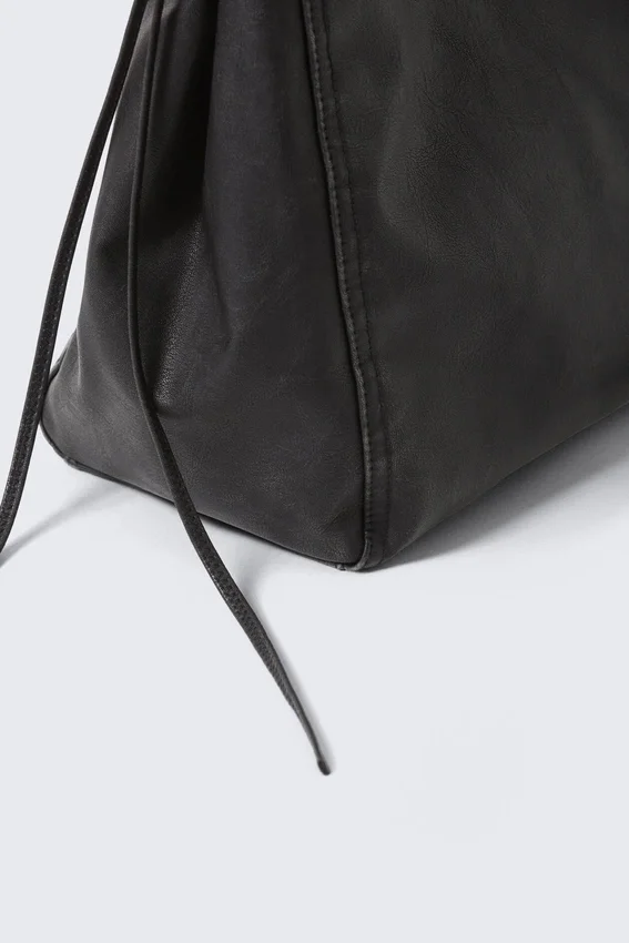 Bolso tote mediano de imitación de cuero – Oscuro Bolso tote mediano de imitación de cuero – Oscuro