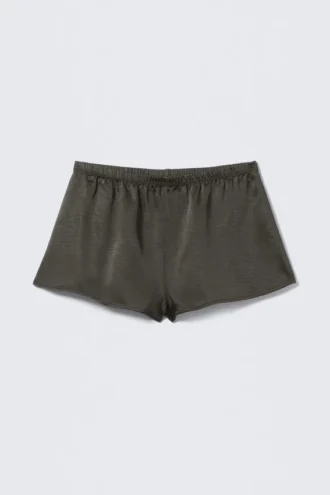 Boxers de pijama de satén lavado – Gris oscuro lavado