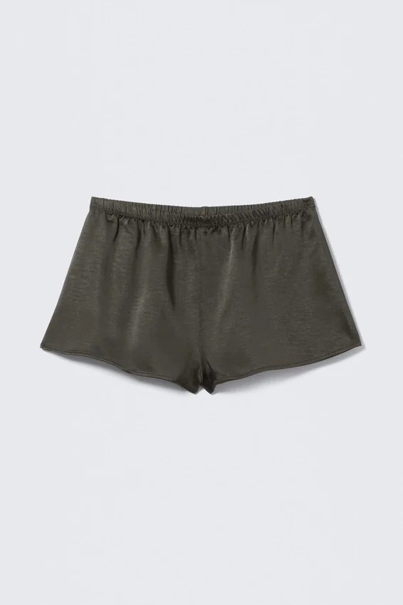 Boxers de pijama de satén lavado – Gris oscuro lavado Boxers de pijama de satén lavado – Gris oscuro lavado