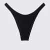 Braguita de bikini brasileña con fruncidos y talle medio – Negro