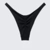 Braguita de bikini brasileña con fruncidos y talle medio – Negro