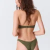 Braguita de bikini brasileña con fruncidos y talle medio – Verde oscuro
