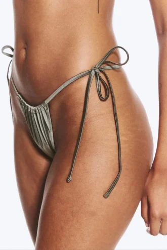 Braguita de bikini brasileña con lazos – Gris polvoriento