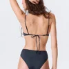 Braguita de bikini brasileña de talle alto – Azul oscuro