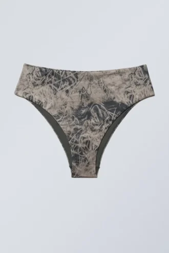 Braguita de bikini brasileña de talle alto estampada – Dark Mole – Scribble