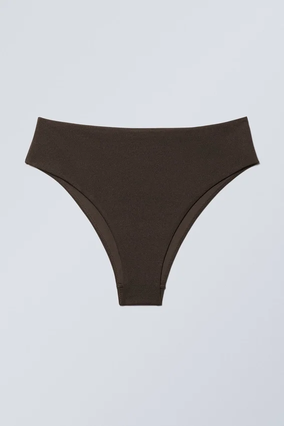 Braguita de bikini brasileña de talle alto – Marrón oscuro Braguita de bikini brasileña de talle alto – Marrón oscuro