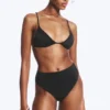 Braguita de bikini brasileña de talle alto – Negro