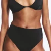 Braguita de bikini brasileña de talle alto – Negro
