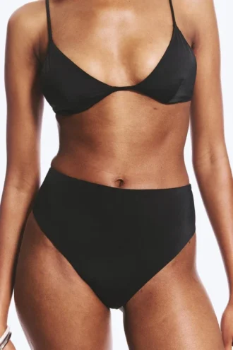 Braguita de bikini brasileña de talle alto – Negro