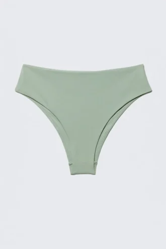 Braguita de bikini brasileña de talle alto – Verde pastel