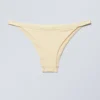 Braguita de bikini brasileña de talle bajo con canalé – Amarillo claro