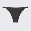 Braguita de bikini brasileña de talle bajo con canalé – Gris oscuro