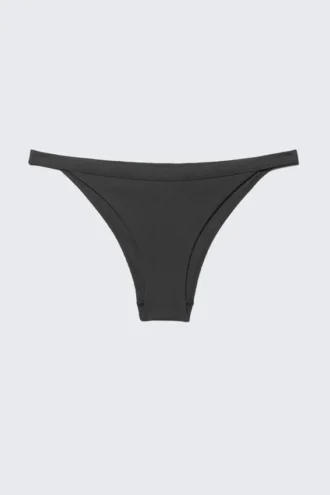 Braguita de bikini brasileña de talle bajo con canalé – Gris oscuro