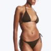 Braguita de bikini brasileña de talle medio con lazos – Marrón oscuro
