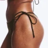 Braguita de bikini brasileña de talle medio con lazos – Marrón oscuro