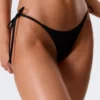 Braguita de bikini brasileña de talle medio con lazos – Negro