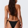 Braguita de bikini brasileña de talle medio con lazos – Negro