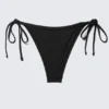 Braguita de bikini brasileña de talle medio con lazos – Negro