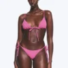 Braguita de bikini brasileña de talle medio con lazos – Rosa