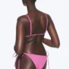 Braguita de bikini brasileña de talle medio con lazos – Rosa