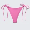 Braguita de bikini brasileña de talle medio con lazos – Rosa
