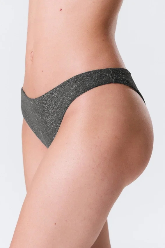 Braguita de bikini brasileña de talle medio con purpurina – Gris – Purpurina Braguita de bikini brasileña de talle medio con purpurina – Gris – Purpurina
