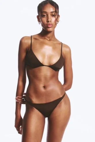 Braguita de bikini brasileña tipo tanga – Marrón oscuro