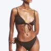 Braguita de bikini con corte redondeado – Marrón oscuro