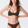 Braguita de bikini con corte redondeado – Marrón oscuro