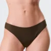 Braguita de bikini con corte redondeado – Marrón oscuro