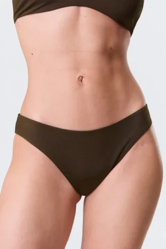 Braguita de bikini con corte redondeado – Marrón oscuro