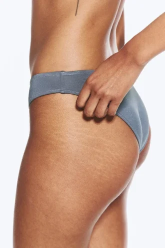Braguita de bikini con escote redondeado – Azul medio apagado