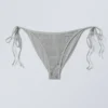 Braguita de bikini con lazos y pedrería – Gris – Pedrería
