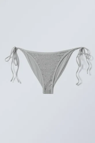 Braguita de bikini con lazos y pedrería – Gris – Pedrería