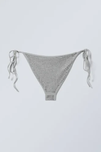 Braguita de bikini con lazos y pedrería – Gris – Pedrería