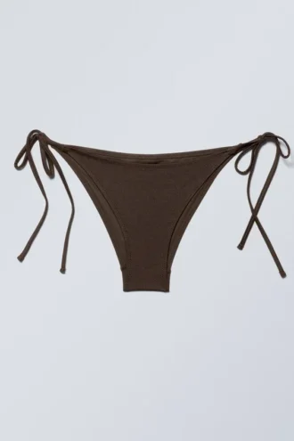 Braguita de bikini con tirantes y lazo – Marrón oscuro