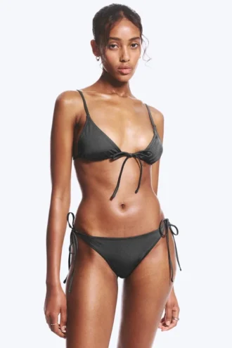 Braguita de bikini con tirantes y lazos – Gris oscuro