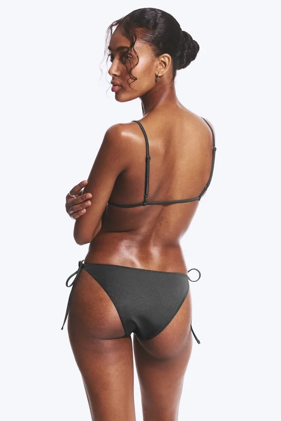 Braguita de bikini con tirantes y lazos – Gris oscuro Braguita de bikini con tirantes y lazos – Gris oscuro