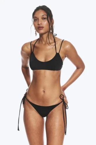 Braguita de bikini con tiras – Negro