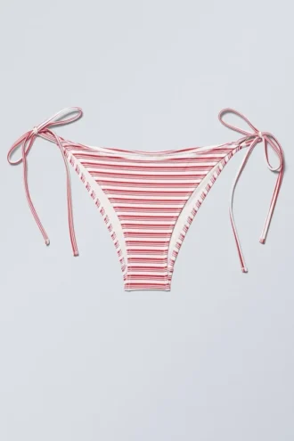 Braguita de bikini con tiras y lazo – Rayas multicolores rojas