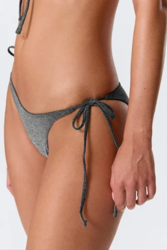 Braguita de bikini con tiras y lazos – Gris oscuro – Purpurina
