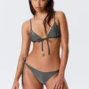 Braguita de bikini con tiras y lazos – Gris oscuro – Purpurina