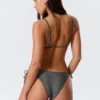 Braguita de bikini con tiras y lazos – Gris oscuro – Purpurina