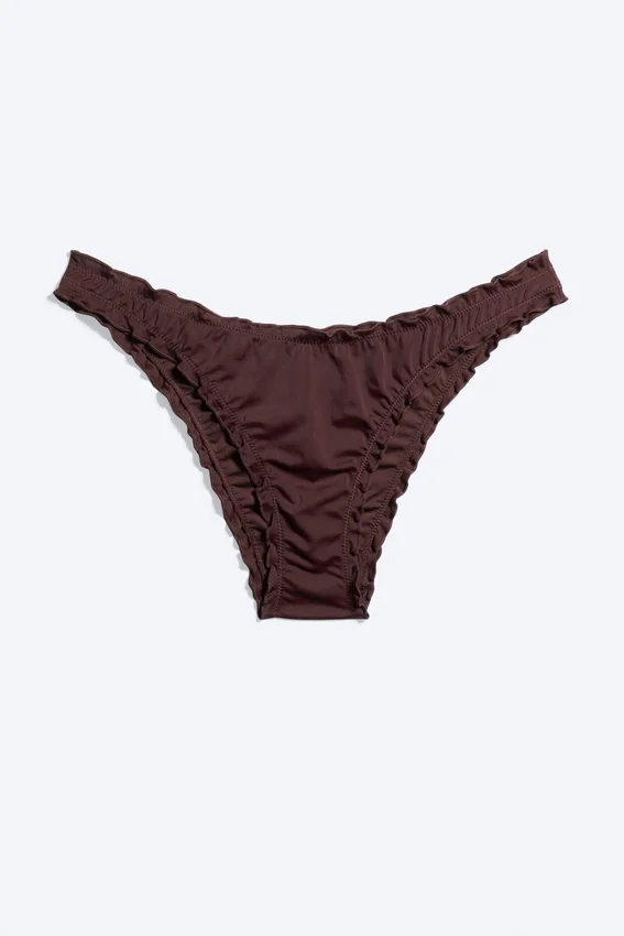 Braguita de bikini con volantes – Rojo oscuro Braguita de bikini con volantes – Rojo oscuro