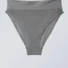 Braguita de bikini de cintura alta Heat – Gris brillante