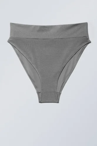 Braguita de bikini de cintura alta Heat – Gris brillante