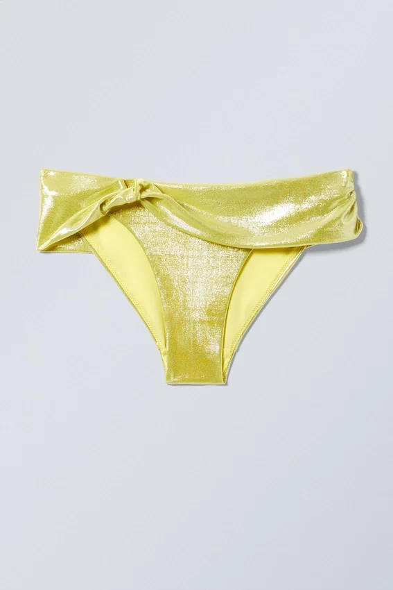 Braguita de bikini drapeada – Amarillo brillante Braguita de bikini drapeada – Amarillo brillante