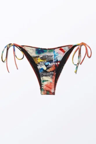 Braguita de bikini estampada con tirantes – Multicolor – Abstract Bloom